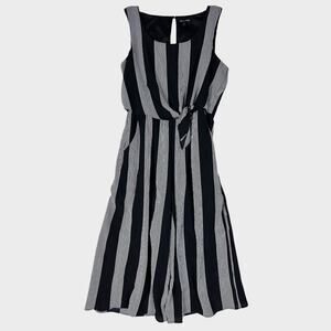 As U Wish XL Black White Stripe Sleeveless Jumpsuit With Pockets